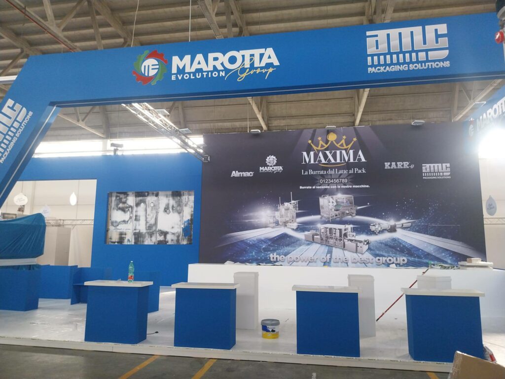 Stand Marotta durante il montaggio, prima dell'apertura della fiera